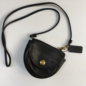 Vintage Coach Black Leather Mini Small Belt Bag